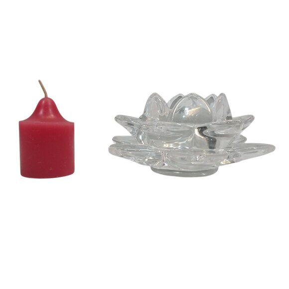 PartyLite Lotus Flower Glass Votive Candle Pair P91289 - Picture 6 of 9